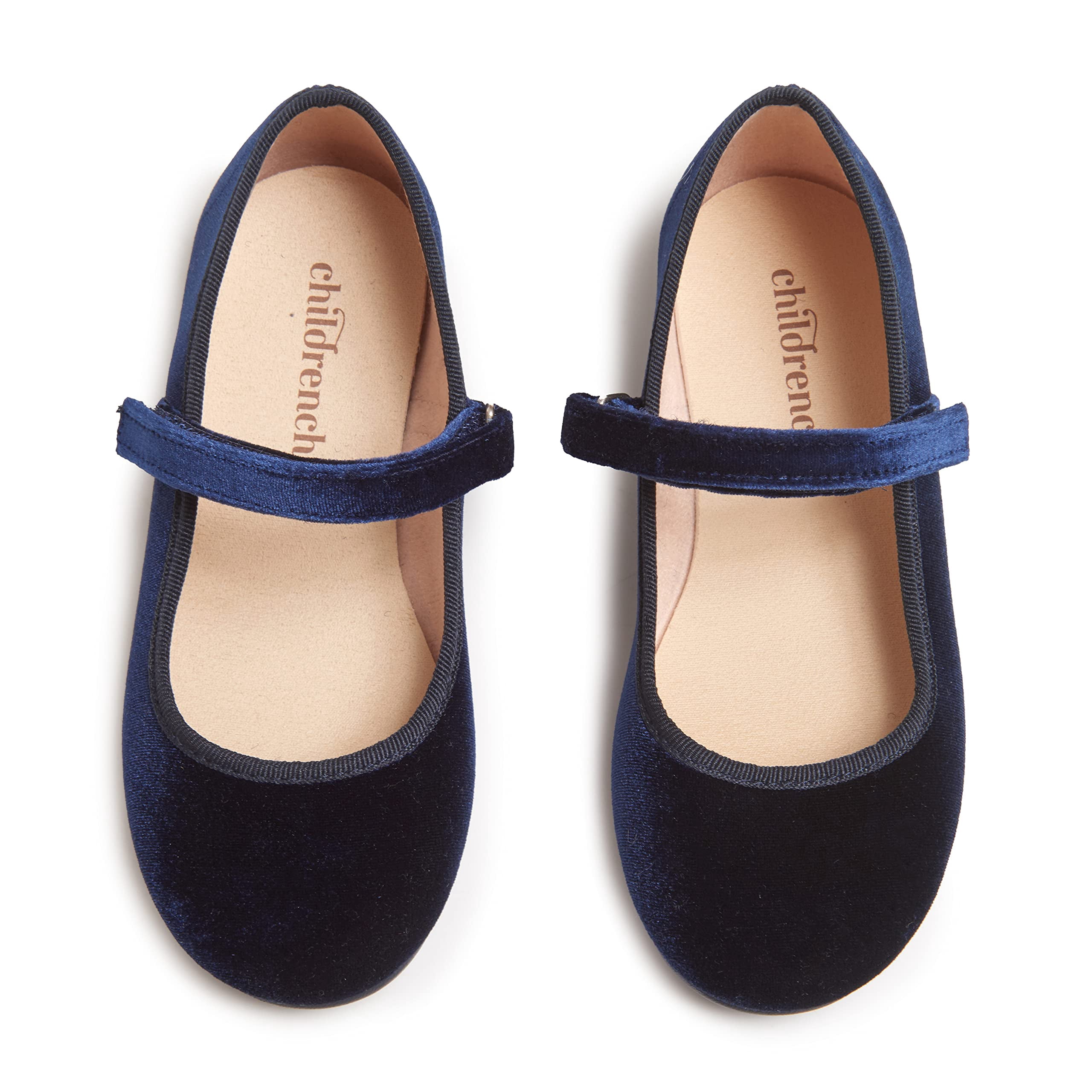 Childrenchic Girls’ Mary Jane Flats – Hook & Loop Straps, Canvas Navy Blue, Comfortable School & Dress Shoes - View #9