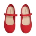 thumbnail image 1 of Childrenchic Mary Jane Flats with Hook and Loop Straps – Girls' Shoes for School, Weddings and Casual Wear (Canvas - Red, 32 M EU/1 M US Little Kid), 1 of 5