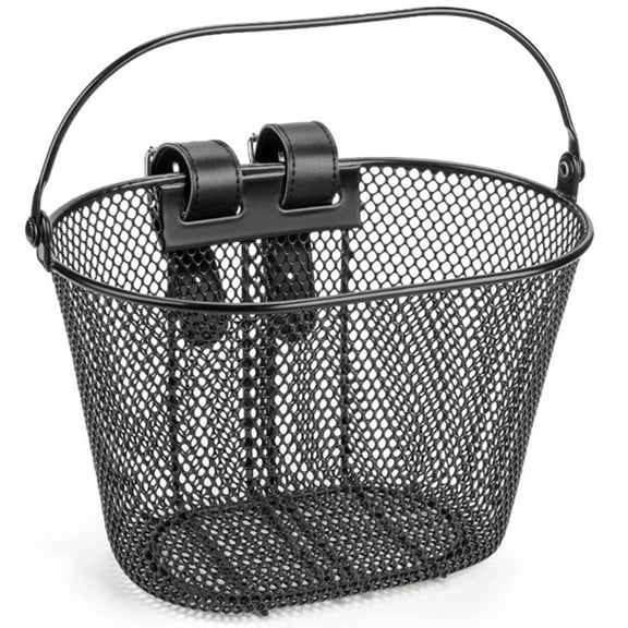 Childrens Bicycles Front Basket Metal Bikes Baskets with Adjustable Belt Handlebars Storage Container Easy to Install