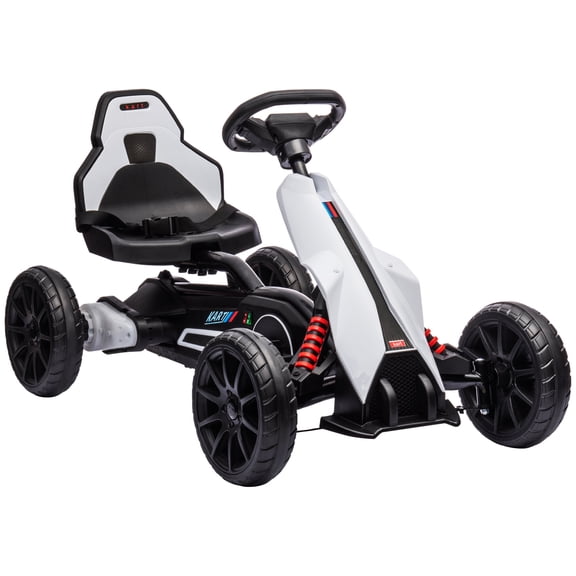Childrens Bike, Aosom 12V Electric Go Kart for Kids, Outdoor Ride-On Toy with Forward Backward Drive & Adjustable Speed, Gift for Child 3-8 Years Old, White, White Kids Bike,Plastic Girls Bike