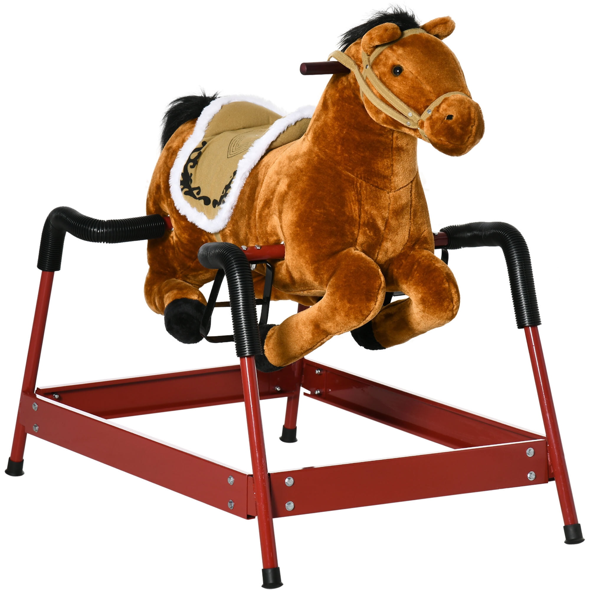 Childrens Bike, Kids Spring Rocking Horse, Ride on Horse for Girls and Boys with Animal Sounds, Plush Horse Ride-on with Soft Feel, Interactive Toy for Kids, Brown Kids Bike,Wood Girls Bike