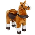 thumbnail image 1 of Childrens Bike, Qaba Ride on Horse, Walking Horse Toy, Kids Plush Riding Horse, Pony with Wheels & Neighing Sound for 3-5 Years Old up to 132 Pounds, Brown, Brown Kids Bike,Polyester Girls Bike, 1 of 9