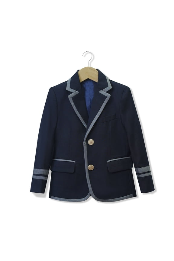 Childrens Blazer, Boys and Girls English Suit Jackets College Style School Uniforms for 2-12 Years, Color Block Lapel Outerwear for Formal Events