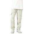thumbnail image 1 of Childrens Cargo Pants Fashion Casual Elastic Waist Drawstring Joggers Trousers Solid Color Loose Sports Pant with Pockets White 12-13Years, 1 of 8