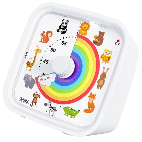 Childrens Cartoon Time Management Tool Colorful 60 Minutes Countdowns Visual Timer With Silicones Case Operated