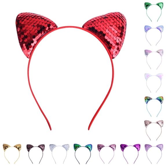 Childrens Cat Ears Glitter Sequins Cartoon Headband Accessories Festival Party Hair for Girls Play
