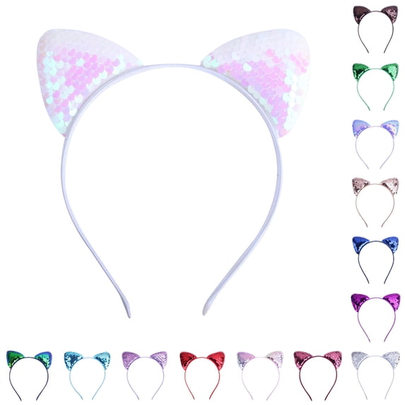 Childrens Cat Ears Glitter Sequins Cartoon Headband Accessories Festival Party Hair for Girls Play