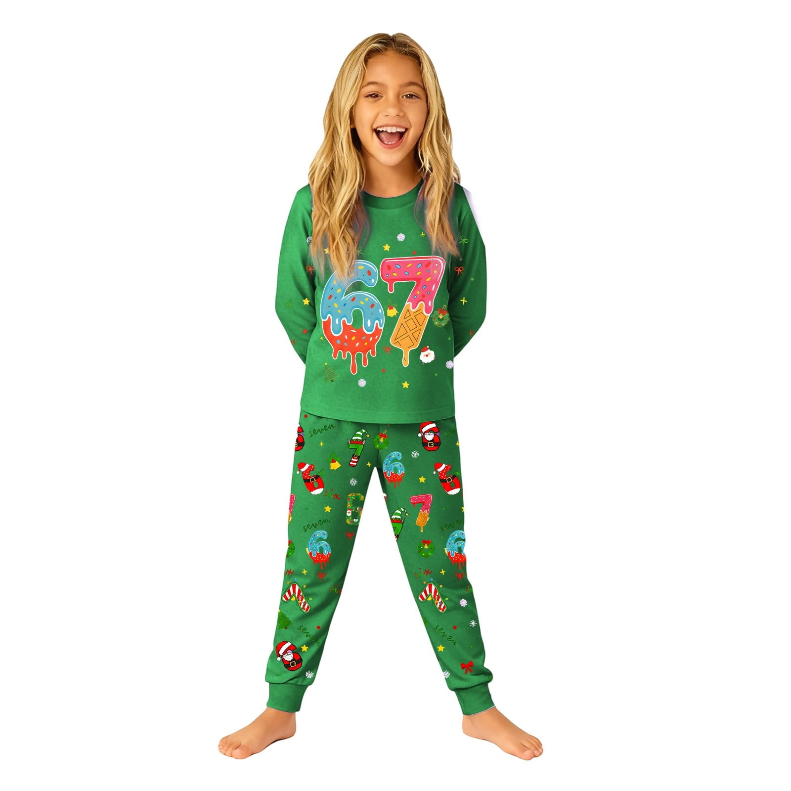 Childrens Christmas Pajamas Christmas Kids 6 7 Pajama Set Long Sleeve ...