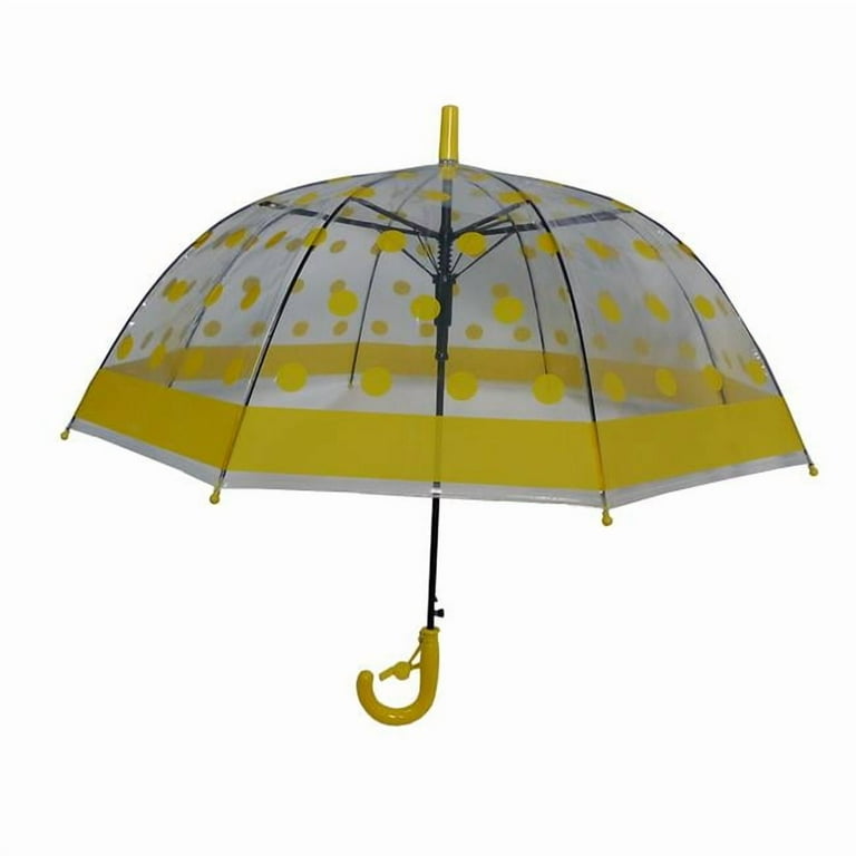 Childrens Clear Yellow Polka Dot Umbrella Size
