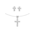 thumbnail image 1 of Childrens Cross Cubic Zirconia Sterling Silver Earrings and Necklace Set, 1 of 1