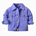 thumbnail image 1 of Childrens Denim Jacket Fashionable Long Sleeve Top For Boys and Girls 6-12 Months 12-24 Months 2T 3T 4T 5T 6T 7T 8T Children Purple,6-7 Years, 1 of 5