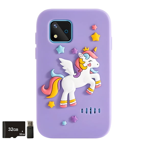 Childrens Educational Phone with Interactive Games 48MP Camera Stickers Shockproof Case Screen Themed Gift