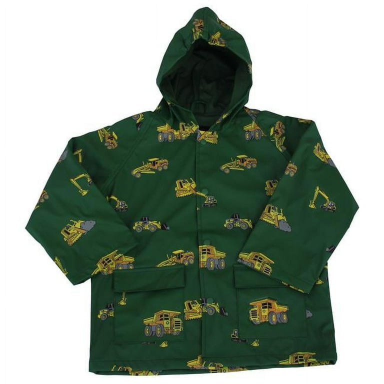 HOODED GREEN RAINCOAT IN POLYURETHANE, CHILD HOODED GREEN RAINCOAT IN POLYURETHANE, CHILD