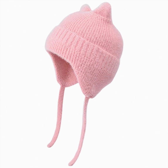 Childrens Hat Cute Cat Ears Boys And Girls Baby Outdoor Warm Plush Ear Pullover Hat