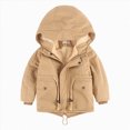 thumbnail image 1 of Childrens Hooded Jacket Boys and Girls Fall Winter Fleece Lined and Thickened Casual Fashionable Jacket 6-12 Months 12-24 Months 2T 3T 4T 5T 6T 7T 8T Children Beige,7-8 Years, 1 of 5