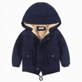 thumbnail image 1 of Childrens Hooded Jacket Boys and Girls Fall Winter Fleece Lined and Thickened Casual Fashionable Jacket 6-12 Months 12-24 Months 2T 3T 4T 5T 6T 7T 8T Children Navy,5-6 Years, 1 of 5
