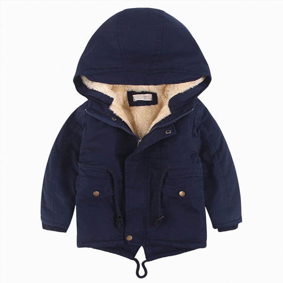 Childrens Hooded Jacket Boys and Girls Fall Winter Fleece Lined and Thickened Casual Fashionable Jacket 6-12 Months 12-24 Months 2T 3T 4T 5T 6T 7T 8T Children Navy,5-6 Years
