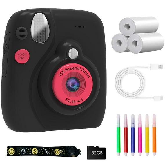 Childrens Instantly Print Digital Camera Rechargeable Battery Craft Creative Gif