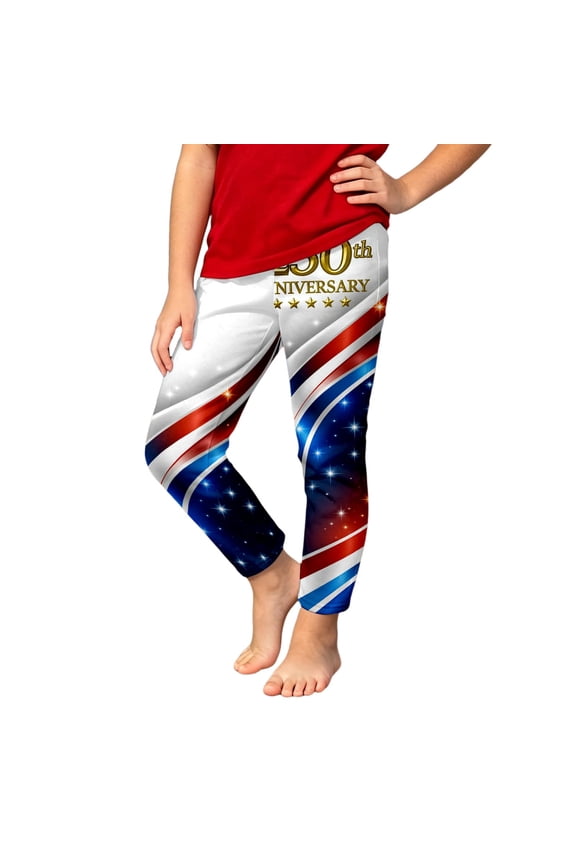 Childrens Jeans Usa Independence Day Print Leggings Girls Linen Pants,Dark Blue,9-10 Years