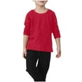 thumbnail image 1 of Childrens Kids Unisex Boys Girls Long Sleeve Plain T-Shirt Top Tee School PE Girls' Basic Long Sleeve Round Neck T-Shirt 2-3 Years Red, 1 of 7