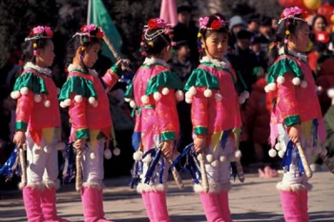 Childrens Performance Celebrating Chinese New Year Beijing China Canvas Art - Keren Su DanitaDelimont (36 x 24)