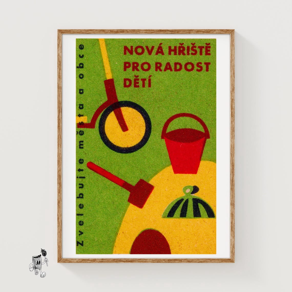 Childrens Playground Toys Czechoslovakian Wall Art Print, 1960s Mid ...