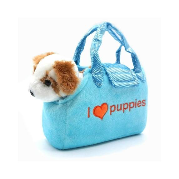 Childrens Plush Puppy And Purse Carrier Handbag, Blue Puppy, Size: one size, Barry Owen