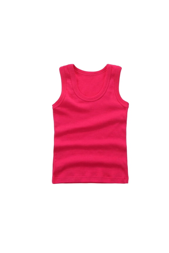 Childrens Pure Cotton Ribbed Inner Layer Tank Top – Soft High Stretch Sweat Absorbent Summer Camisole, Home Comfort Style, Suitable for Daily Undershirt and Sleepwear (2-14Y)