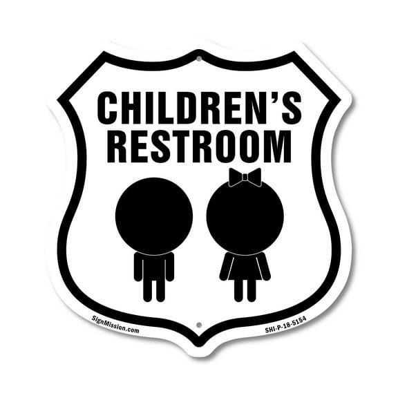 Childrens Restroom Bathroom Kids School 12 inch X 12 inch Shield-Shaped Rust-Free Aluminum Metal Sign Weather Resistant Made in the USA