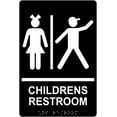 Childrens Restroom Sign, Braille and Raised Letters, 9x6