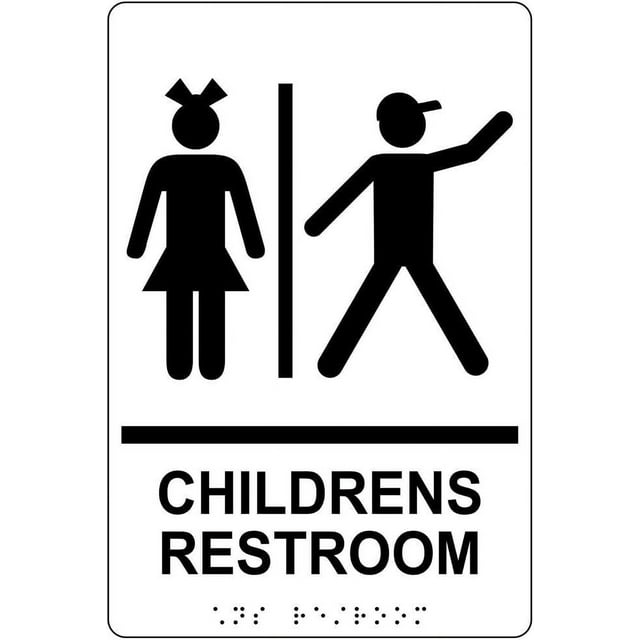 Childrens Restroom Sign With Braille And Raised Letters