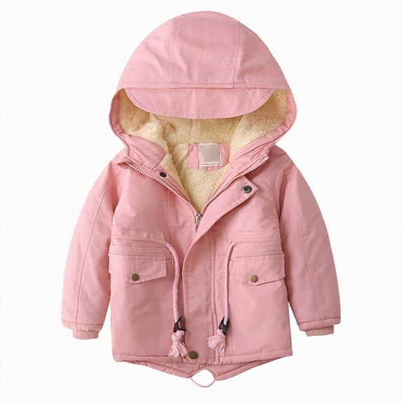 Childrens Simple Hooded Jacket Outdoor Windproof Jacket Boys Fleece Lined And Thickened Casual Fashionable Jacket,Simple Hooded Jacket 5-6 Years
