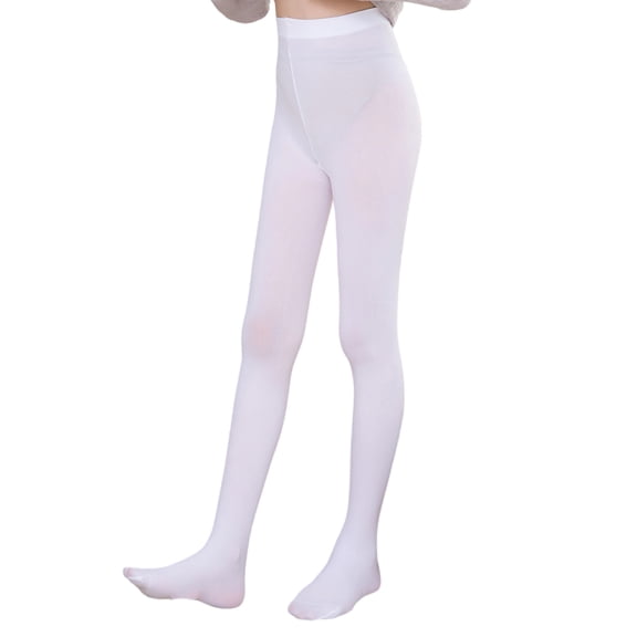 Childrens Soft Velvety Tights White Hosiery Snagging Resistant Design Elastic Waistband Stylish Dance Costume Essential