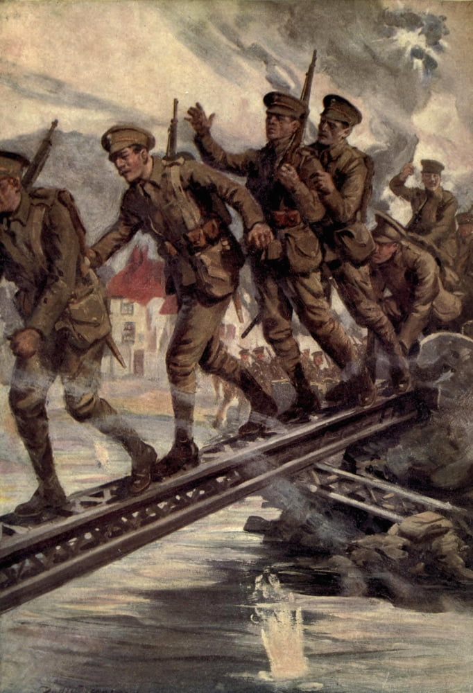 Childrens Story of the War 1915-19 British soldiers crossing the Aisne Canvas Art - Unknown (24 x 36)