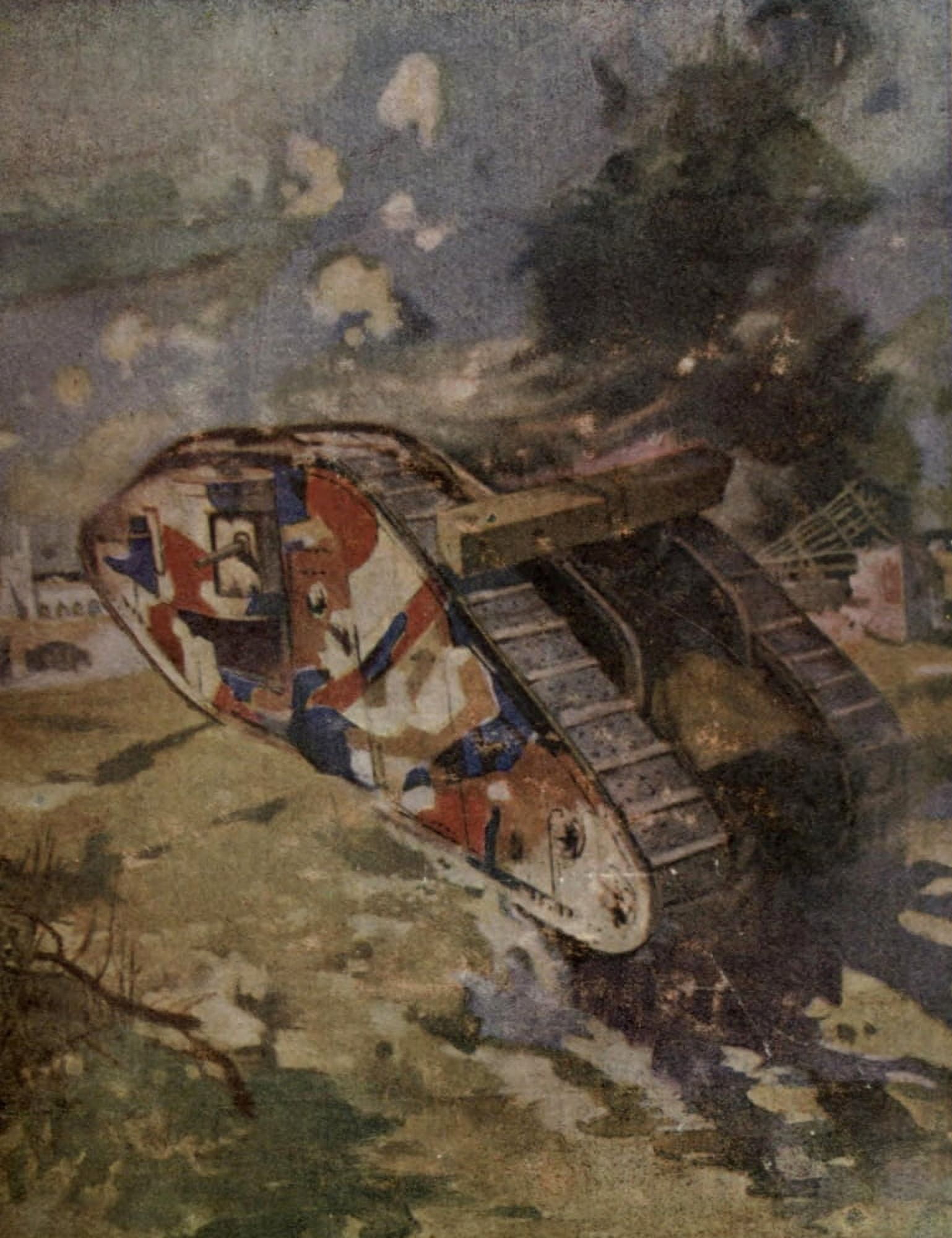 Childrens Story of the War 1915-19 Tank advancing Canvas Art - Unknown (24 x 36)