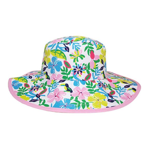 Childrens Sun Hats with UPF 50+ Protection - Reversible UPF 50+ - Kids 2-5 years old - Green Botanical