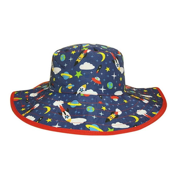 Childrens Sun Hats with UPF 50+ Protection - Reversible UPF 50+ - Space