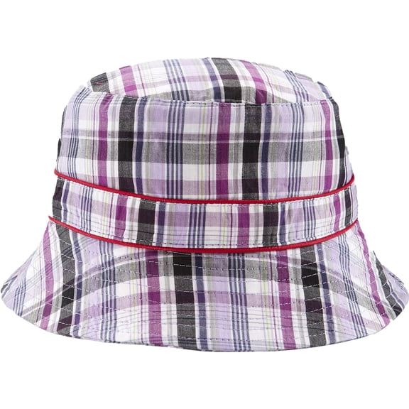 Childrens Sun Hats with UPF 50+ Protection with Toggle - Large - Purple Check