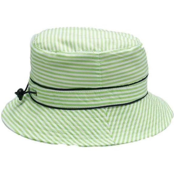 Childrens Sun Hats with UPF 50+ Protection with Toggle - Large - Green Stripe