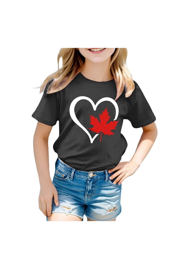 Childrens Tees Short Sleeve Crewneck Fit Basic Girls Clothing,Black,Size 3-4 Years