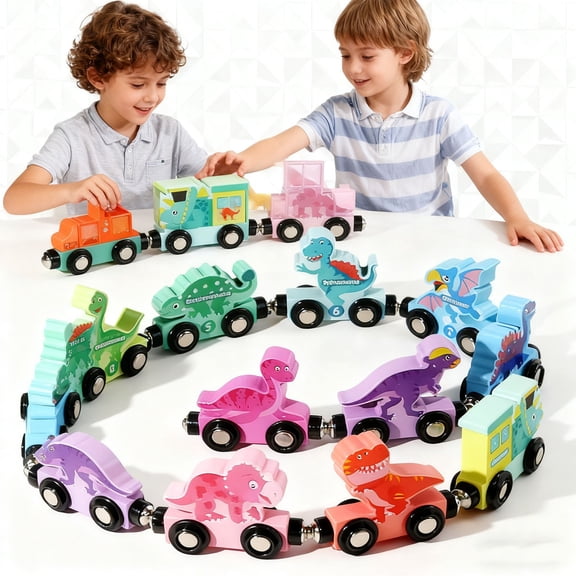 Childrens Track Building Blocks Tractor Magnetic Digital Train Baby Early Education Educational Boys Assembled Toys Wood Material 33.46X1.77X0.98 Inches Magnetic Train Set For Toddlers
