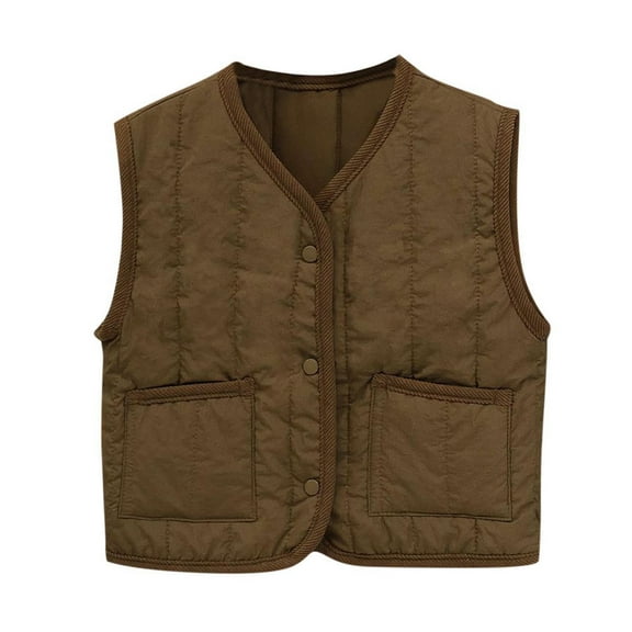 Childrens Waterproof Rain jacket Boys And Girls Solid Color Round Neck Sleeveless Versatile Warm Top Fall And Winter Outerwear Down Camisole Fall Fashion Essential Sweatshirt