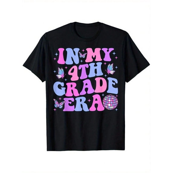 Childrens Wear In My 4th Grade Era Butterfly Disco Ball Graphic T Shirt For Fourth Graders Cute Funny Back To School Gift Unisex Short Sleeve Cotton Tee