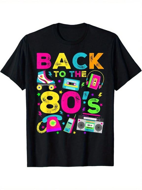 Childrens Wear Back To The 80S Retro Graphic Unisex Short Sleeve Cotton Tee For Kids Funny Style Birthday Gift