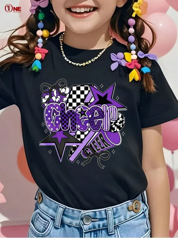 Childrens Wear Cheer Girl Graphic T Shirt For Kids Girls Boys Cute Funny Style Birthday Party Gift Unisex Short Sleeve Cotton Tee