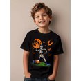 thumbnail image 1 of Childrens Wear Halloween Skeleton Soccer Player Graphic Tee For Boys Girls Funny Cute Holiday Gift Unisex Short Sleeve Cotton Tee, 1 of 6
