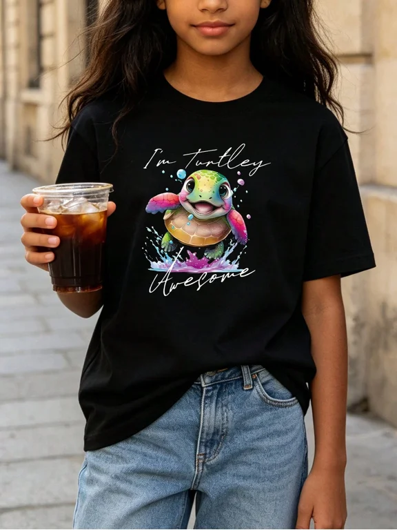 Childrens Wear Im Turtley Awesome Turtle Graphic T Shirt For Kids Boys Girls Funny Cute Style Summer Holiday Gift Unisex Short Sleeve Cotton Tee