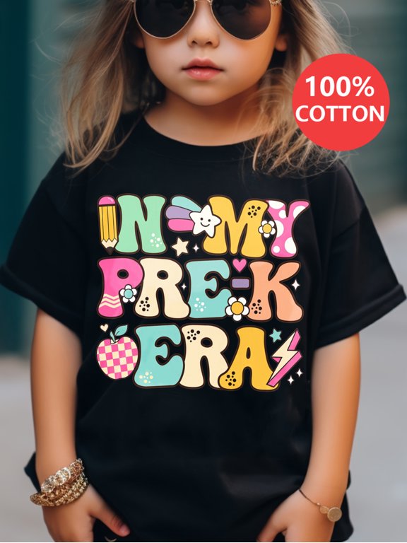 Childrens Wear In My Pre K Era Graphic T Shirt For Kids Cute Funny Back To School Gift Unisex Short Sleeve Cotton Tee