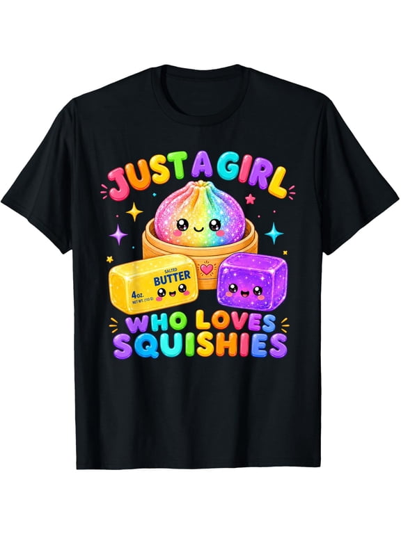 Childrens Wear Just A Girl Who Loves Squishies Unisex Short Sleeve Cotton Tee For Kids Cute Funny Gift
