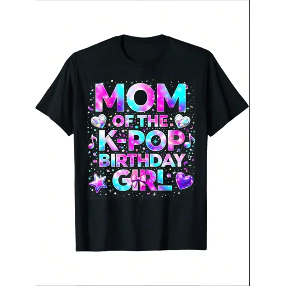 Childrens Wear Mom Of The Kpop Birthday Girl Graphic Tee For Kids Cute Funny Style Birthday Gift Unisex Short Sleeve Cotton Tee